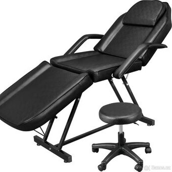 Kosmetické, tetovací masážní lehátko polohovací se stoličkou