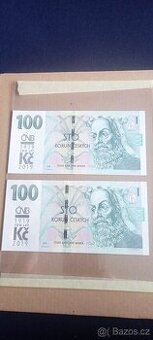 100 Kč s přítiskem UNC