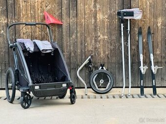 Thule chariot sport 2 double + jogging set + ski set