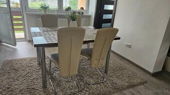 Koženkové židle s nerezovým ramem