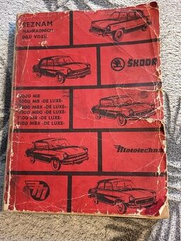 Prodám seznam náhradních dílů na Škoda 1000 MB