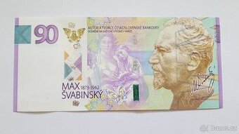 Pamětní list - bankovka "Devadesátka" Max Švabinský