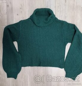 Divci zelený svetr, vel 152 TOP STAV
