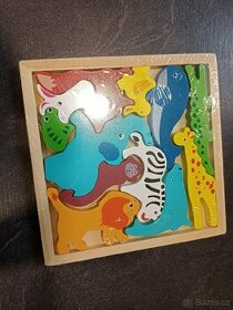 Dřevěné puzzle skládačka zvířátka