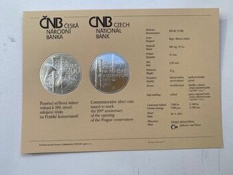 Certifikát ČNB k 200Kč stříbrné pamětní minci 2011