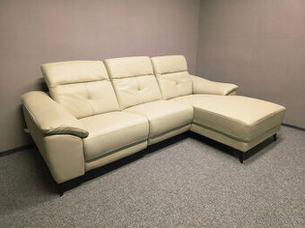 Nová relax rohová sedačka kůže NEW EVA krémová