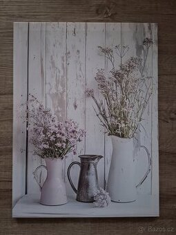 Květiny a konve na plátně 30x40cm set 4ks