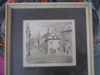 Pražský motiv-litografiie-P.Strnad-levně