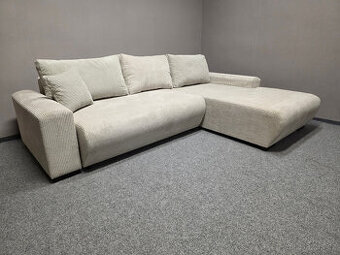 Nová rohová rozkládací sedačka krémový manšestr