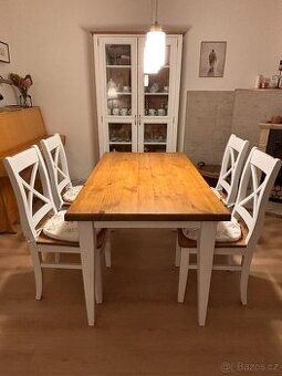 Stůl + 6 židlí z masívu ve stylu provence