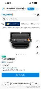 Tefal OptiGrill+ GC717810 – nový, nepoužitý