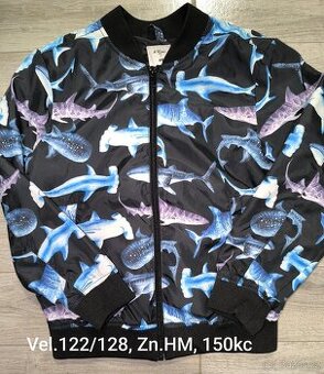 Jarní bunda s rybami vel. 122/128