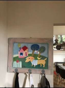 Obraz-vešiak na starych dvierkach 68x58cm