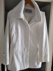 Dámský bílý zimní kabát s páskem vel.40 C&A wool collection - 1