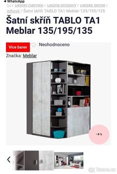 Šatní skříň TABLO TA1 Meblar 135/195/135