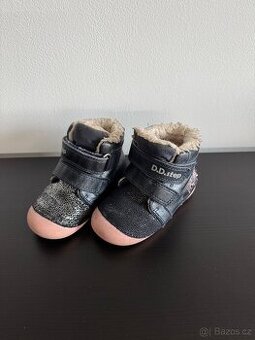 Dětské zimní kožené boty DD Step s kožíškem vel. 23