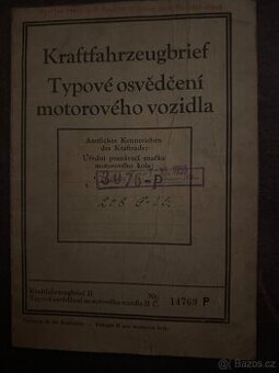 Jawa robot typově osvědčení technický průkaz