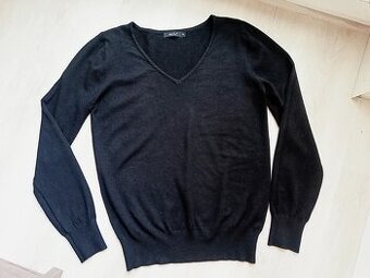 Dámský sytě černý kašmírový svetr, vel. L