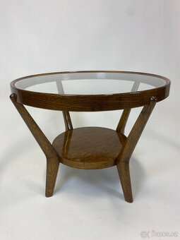 Luxusní stolek Kropáček - renovace, šelak, nové sklo, ..TOP