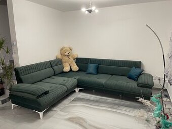 Rohová sedačka zelená nebo stříbrná