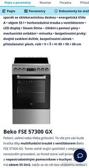 Sklokeramický elektrický sporák Beko