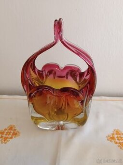 Váza - košík hutní sklo