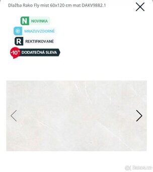 Dlažba Rako Fly mist 60x120 cm mat DAKV9882.1