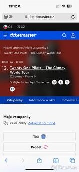 Twenty one pilots Praha - 2x sezení, u pódia, Sektor 110