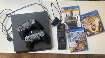 Playstation 4 Slim 500 GB + bezdrátové ovladače s nabíječkou