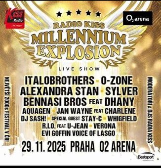 Millenium explozion 2025,2x lístky,rádio KISS,