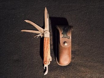 Prodám lovecký kombinovaný nůž s koženým pouzdrem