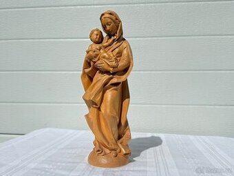 Dřevěná socha Panna Marie madona s jezulátkem