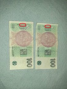 Bankovka 100 Kč s rodným číslem muže : 18.11.1972;26.2.2012;