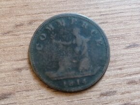 Mince 1/2 Penny token 1814 Anglie Velká Británie Evropa