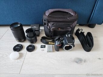 Nikon D3500, objektivy 18-55, 70-300 a příslušenství