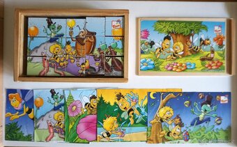 Dřevěné kostky v krabičce,Včelka Mája, 48ks (Bino)