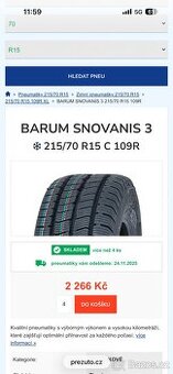 Zimní pneu 215/70 C r15