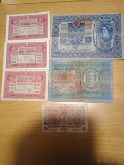 Prodám Rakousko-Uherské bankovky 1902,1912,1916,1917Prodám n
