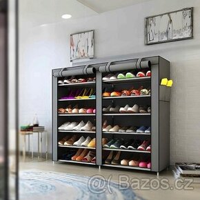 XXL látkový botník (12 polic, šedý)