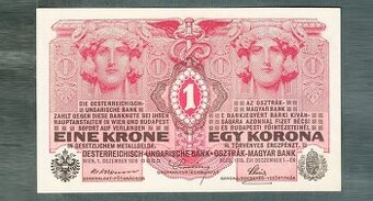 Staré bankovky 1 koruna 1916 bezvadný stav UNC