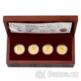 Sada čtyř zlatých mincí 700. výročí narození Karla IV. proof