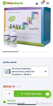 ✅ PKU Easy Shake & Go, pomarančový prášok , 30x34 g ✅