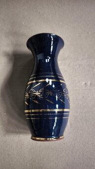 Stará modrá váza se zlacením