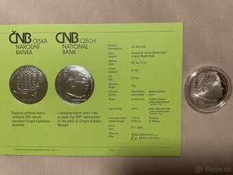 Mince ČNB Johann Gregor Mendel