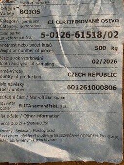 Osivo ječmen jarní Bojos