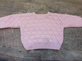 Ručně pletený růžový svetr vel. 68