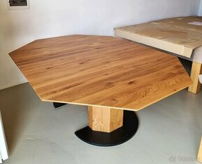 Nový rozkládací stůl dub masiv osmihran 160+55 cm