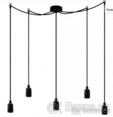 Černé závěsné svítidlo s 5 kabely Bulb Attack Uno Cassie