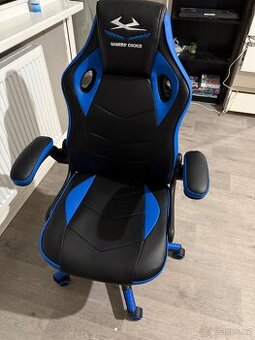 Herní židle VOJENS černá/modrá koženka/síťovina