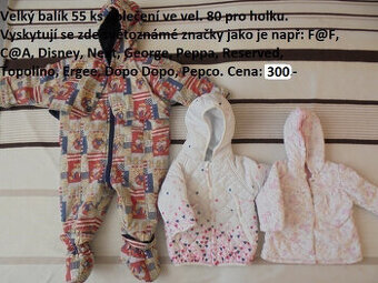 MEGA BALÍK 61 KS DÍVČÍHO OBLEČENÍ VEL.80 ZA SUPER CENU 300,-